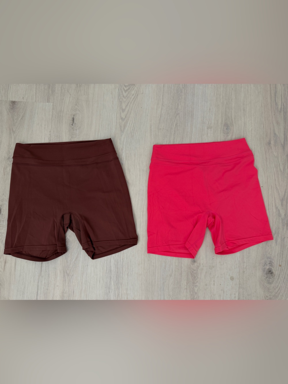 Women compression Active Shorts - Brown and Bright Pink